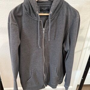 New Look Gray Zip Up Sweater with Hood